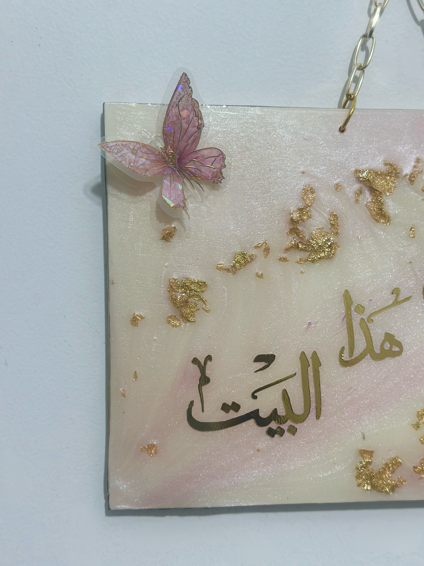 Hatha men fadl rabbi butterfly pink resin painting