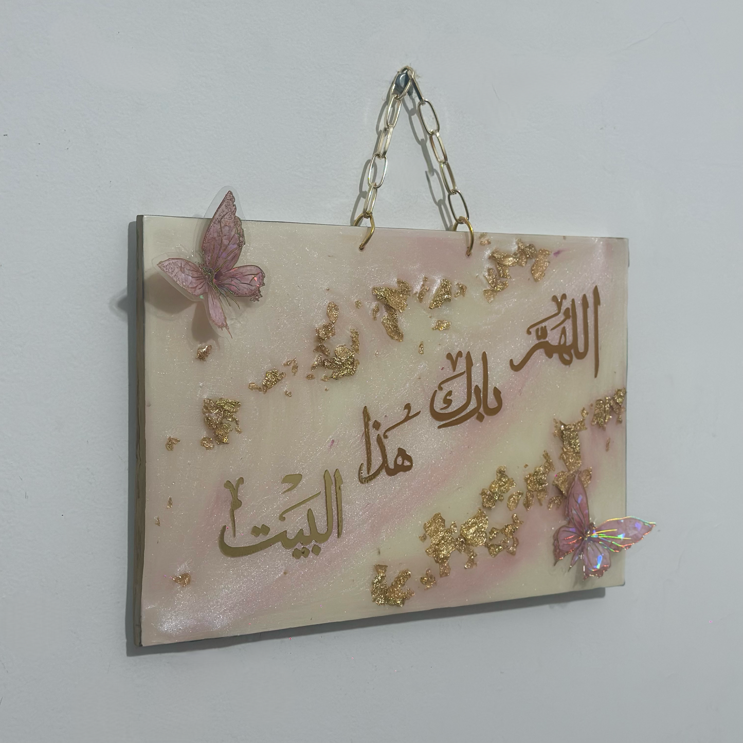 Hatha men fadl rabbi butterfly pink resin painting