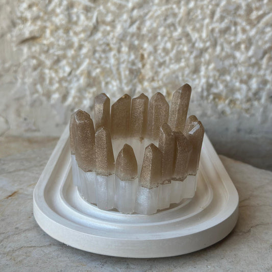 Half beige and white Resin Candle Holder