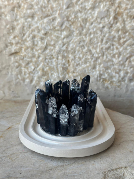 Black with Silver Resin Candle Holder