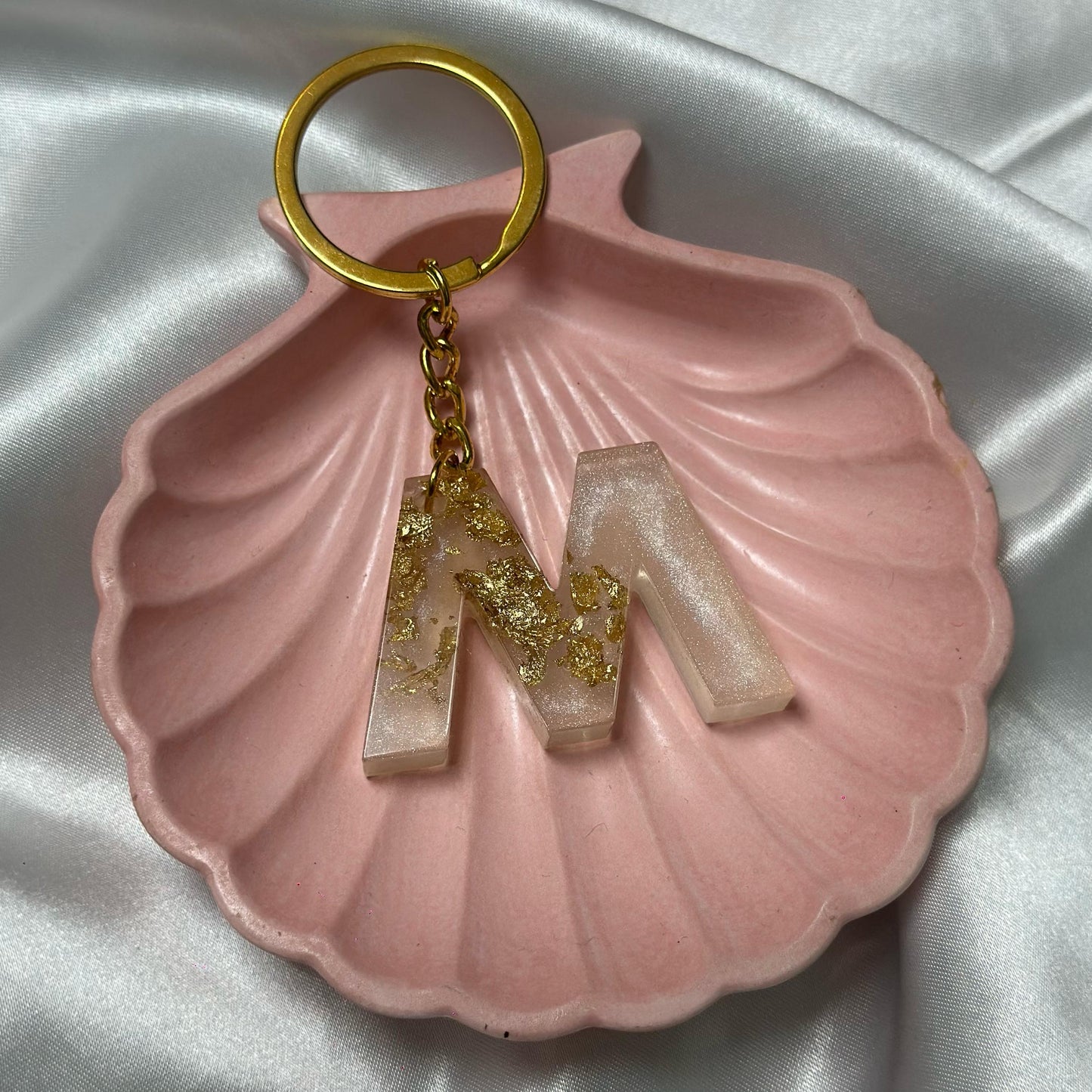 Letter M resin keychain