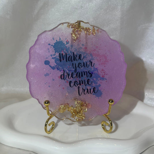 Make your dreams come true light purple coaster