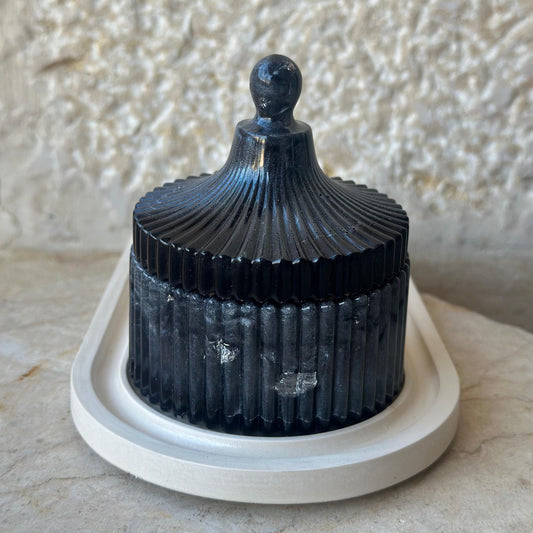 Black with Silver Resin Jar