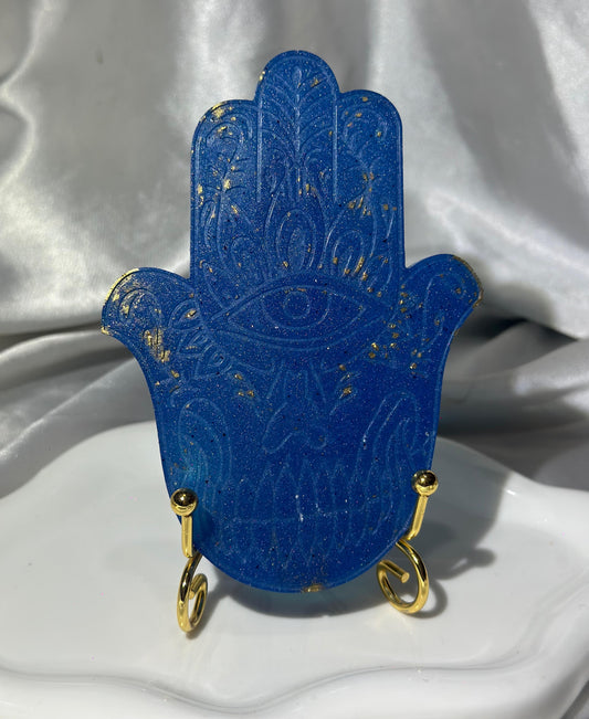 Blue hand resin coaster