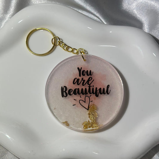 You are beautiful light pink resin keychain