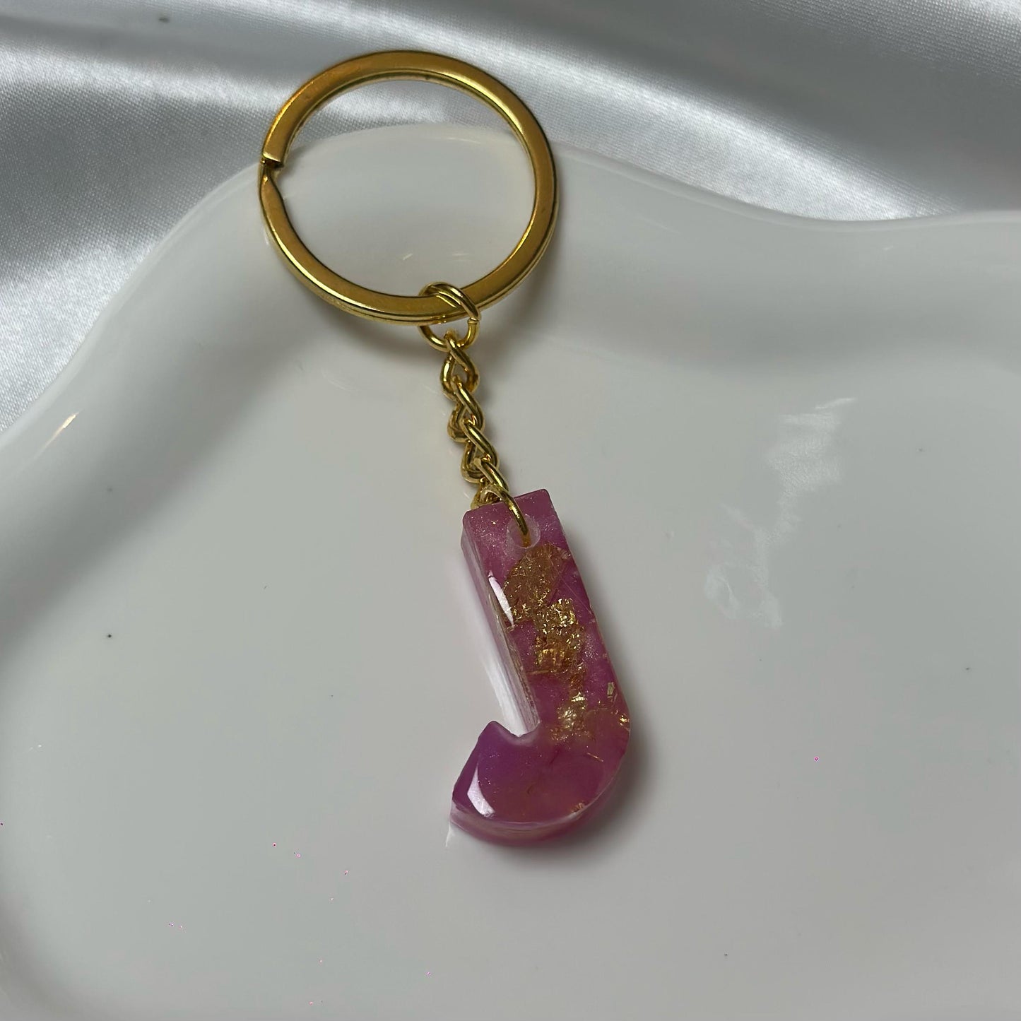 Letter J resin keychain