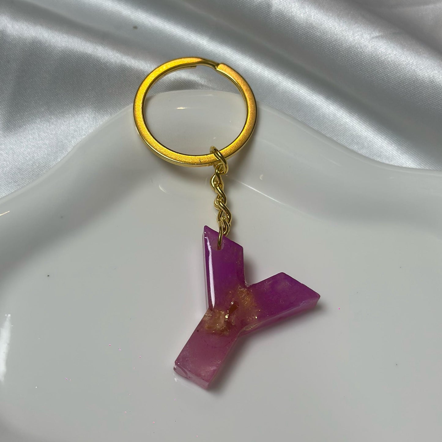 Letter Y resin keychain
